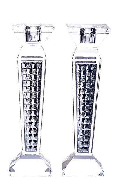 Crystal & Sterling Candlestick — alternate view | Judaica Square Lakewood