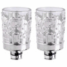 Pair of neronim with silver-tone Jerusalem city relief around clear cups and peg bases