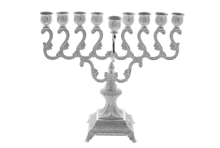 Silver Plated Menorah — Chanukah Menorah, 11 Inches Tall