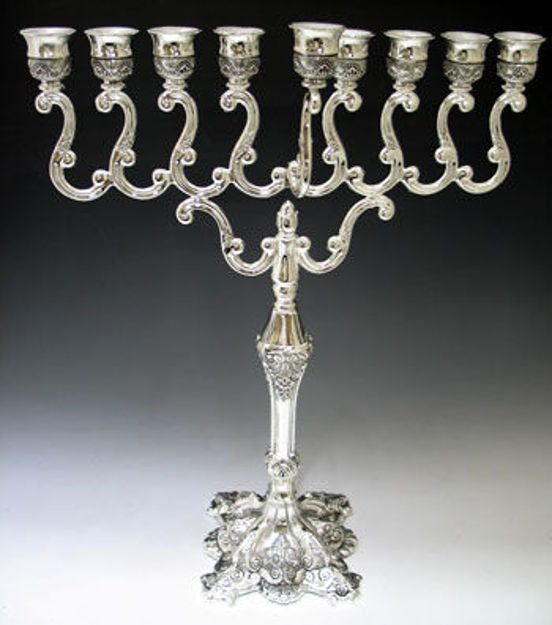Silver Plated Menorah — alternate view | Judaica Square Lakewood