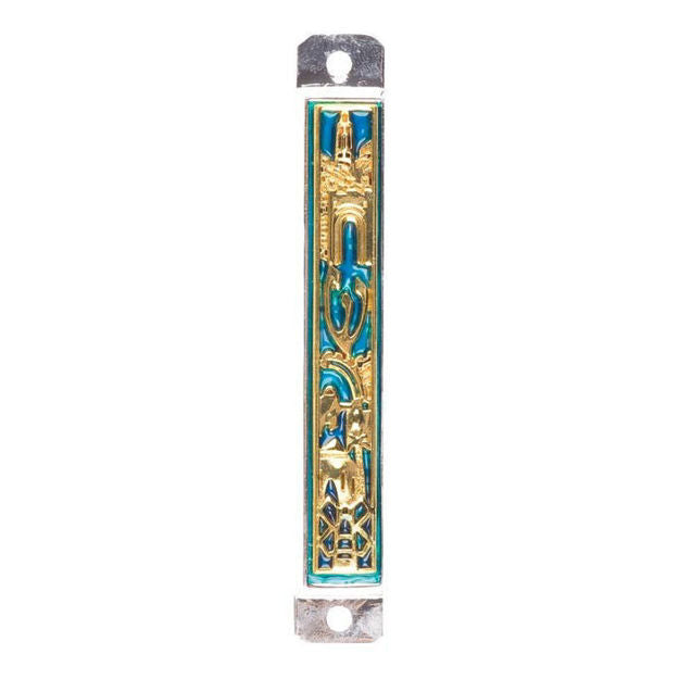 Mezuzah Enamel Jerusalem — alternate view | Judaica Square Lakewood