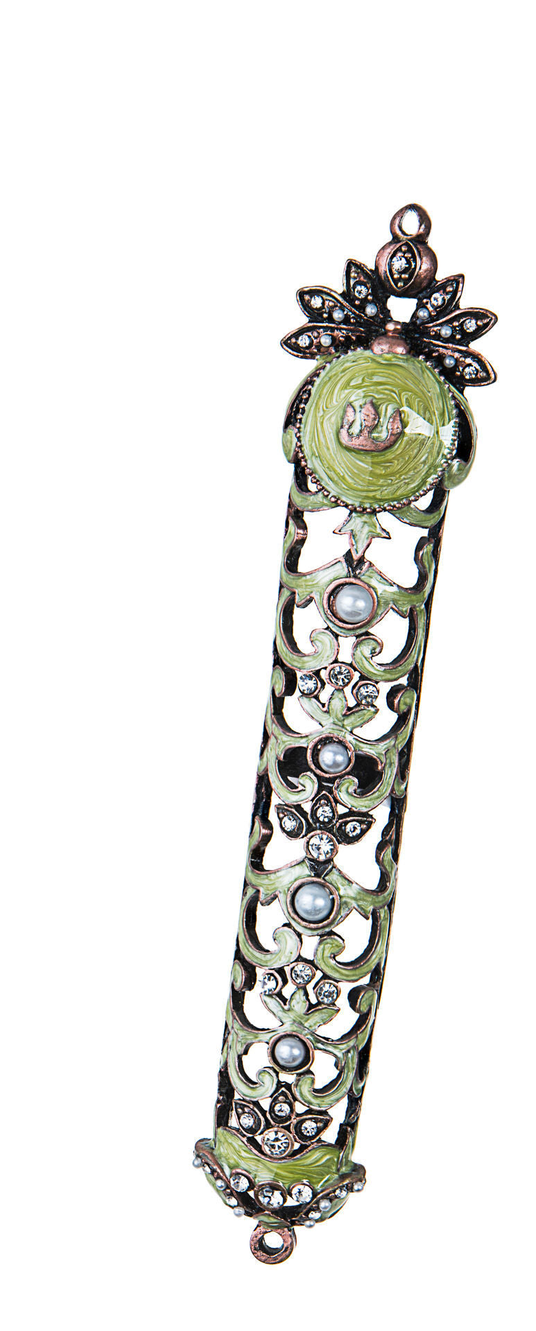 Jeweled Mezuzah Lime | Judaica Square Lakewood