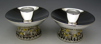 Candlestick With Jerusalem Base | Judaica Square Lakewood
