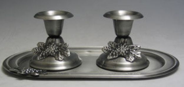 Pewter Candlesticks — alternate view | Judaica Square Lakewood