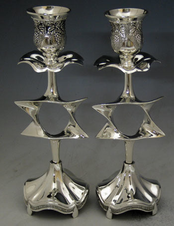 Crystal & Silver Plated Candlestick Star of David | Judaica Square Lakewood