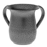 Rounded two-handled wash cup in speckled grey and black finish