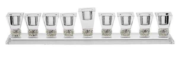 Crystal Menorah with Stones | Judaica Square Lakewood