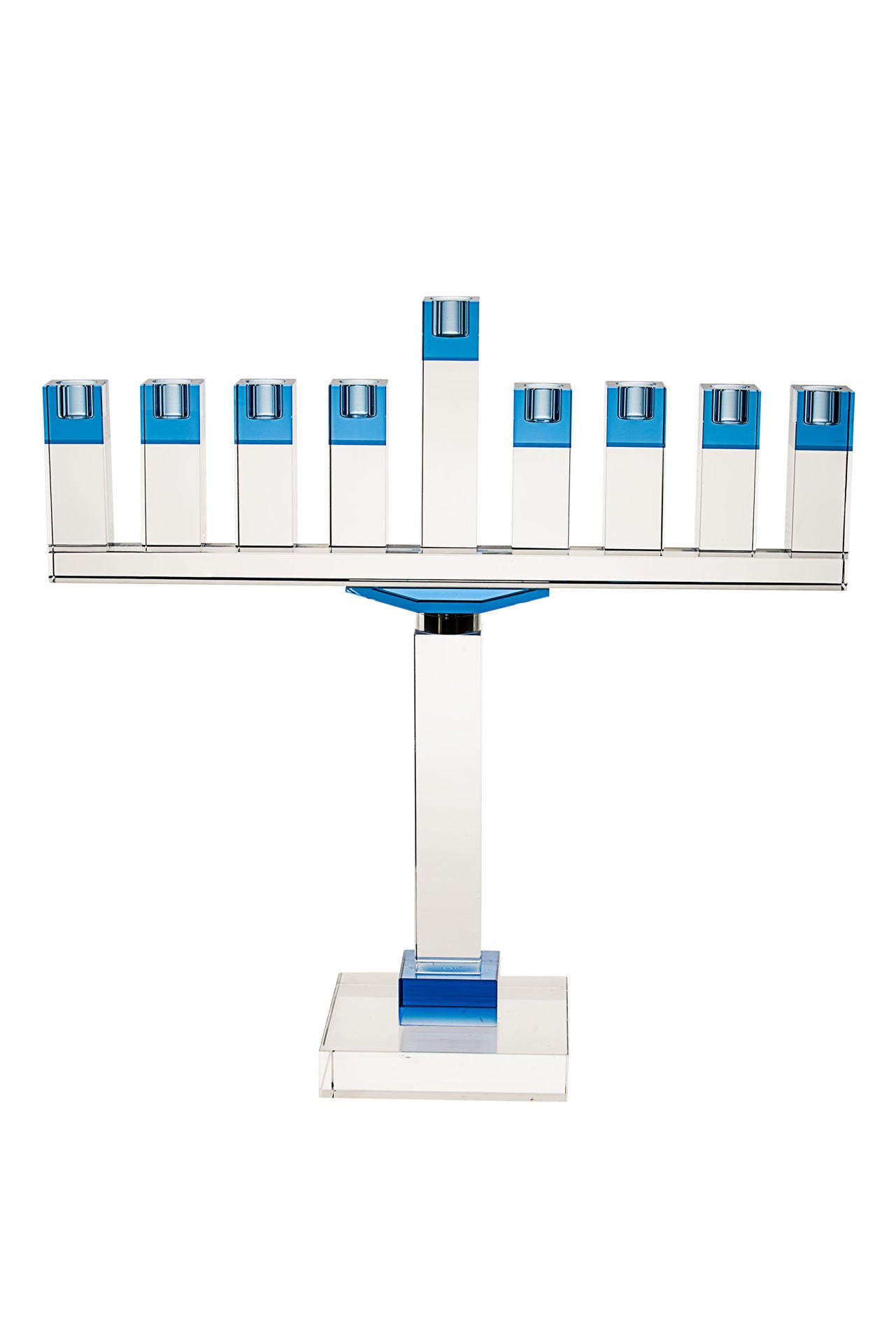 Menorah Crystal Blue | Judaica Square Lakewood