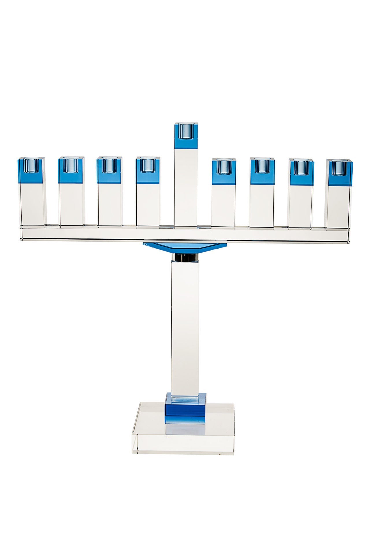 Menorah Crystal Blue | Judaica Square Lakewood