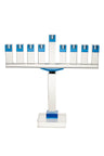 Menorah Crystal Blue | Judaica Square Lakewood