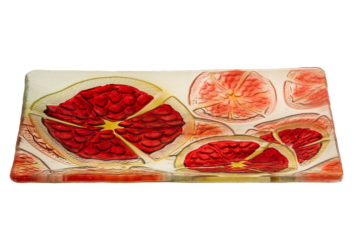 Pomegranates Glass Platter Tray