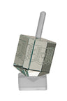 Etched Pale Green Crystal Dreidel | Judaica Square Lakewood