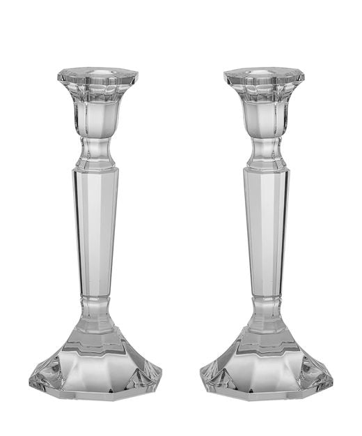 Crystal Tall Candle Stick Candlesticks — alternate view | Judaica Square Lakewood
