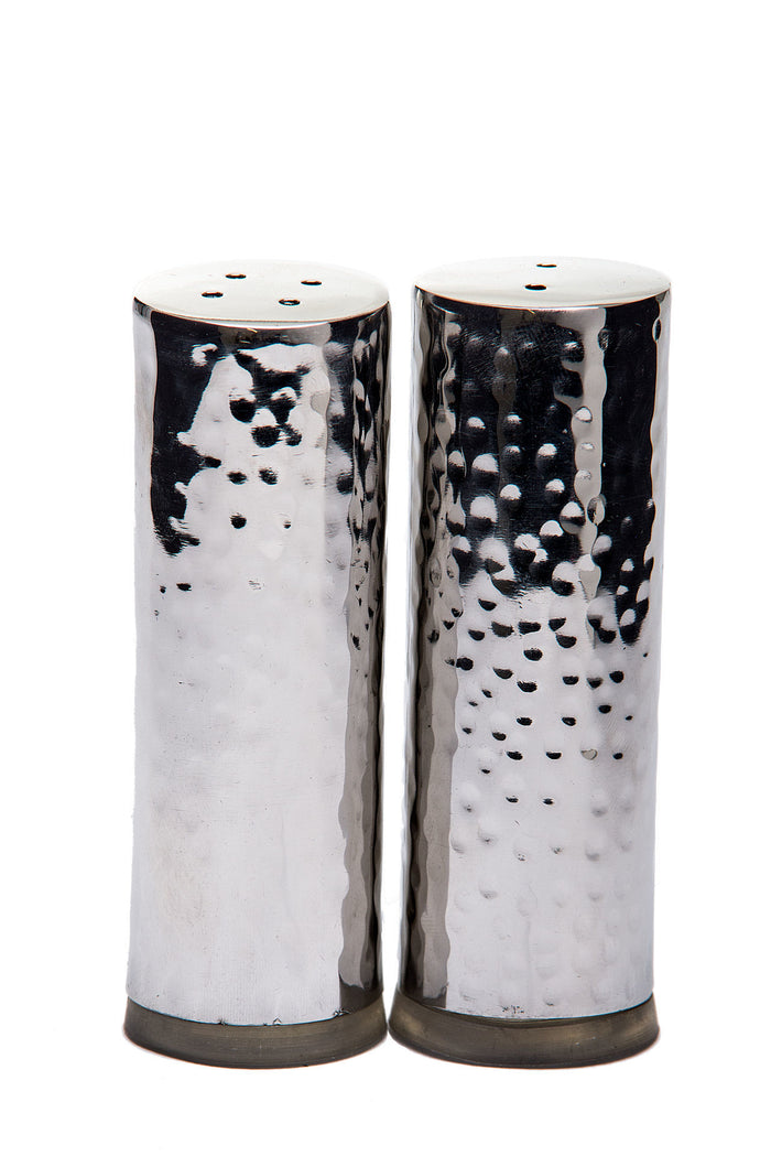 Salt & Pepper Stainless Steel Hammered | Judaica Square Lakewood