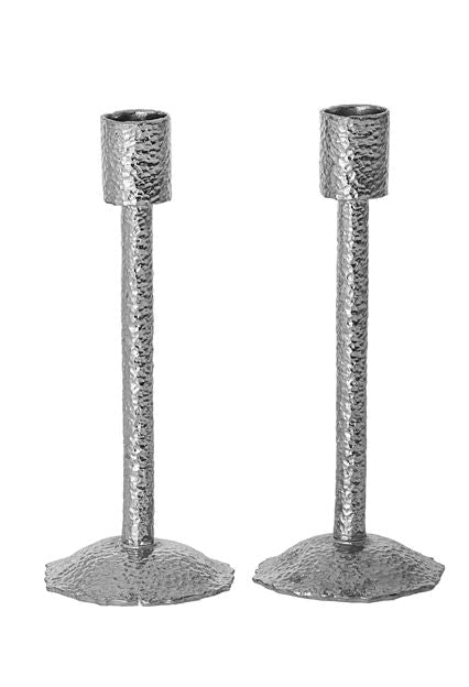 108-S Hammered Silver Candle stick — English Seforim from Copa Judaica