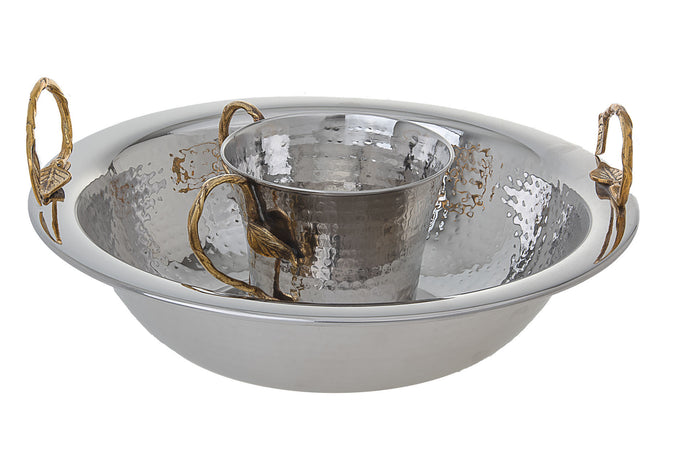 Silver Wash Cup Nickel with Gold Handle | Judaica Square Lakewood