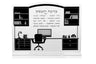 Large Lucite business blessing with Hebrew Birkat HaEsek over a black office desk and shelves scene