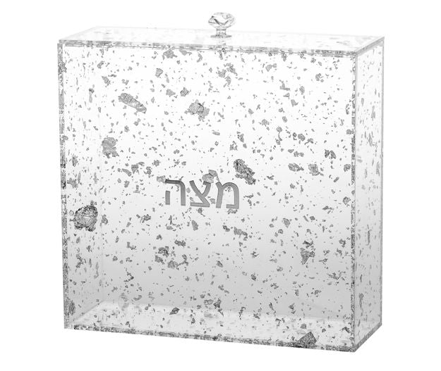 Matzah Holder Silver Flakes Lucite — alternate view | Judaica Square Lakewood