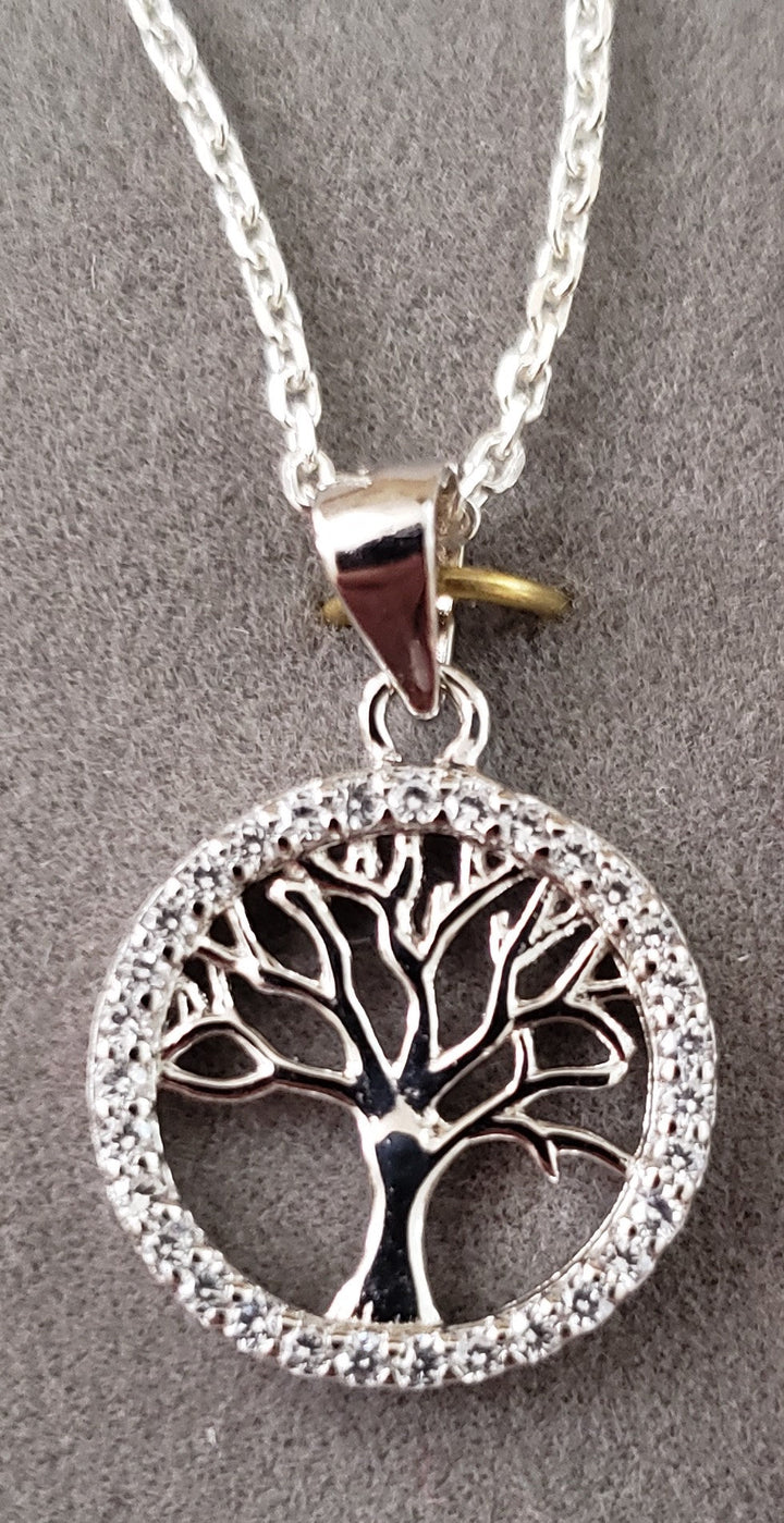 Tree of Life circlet rimmed with sparking cubic zirconica Pendant