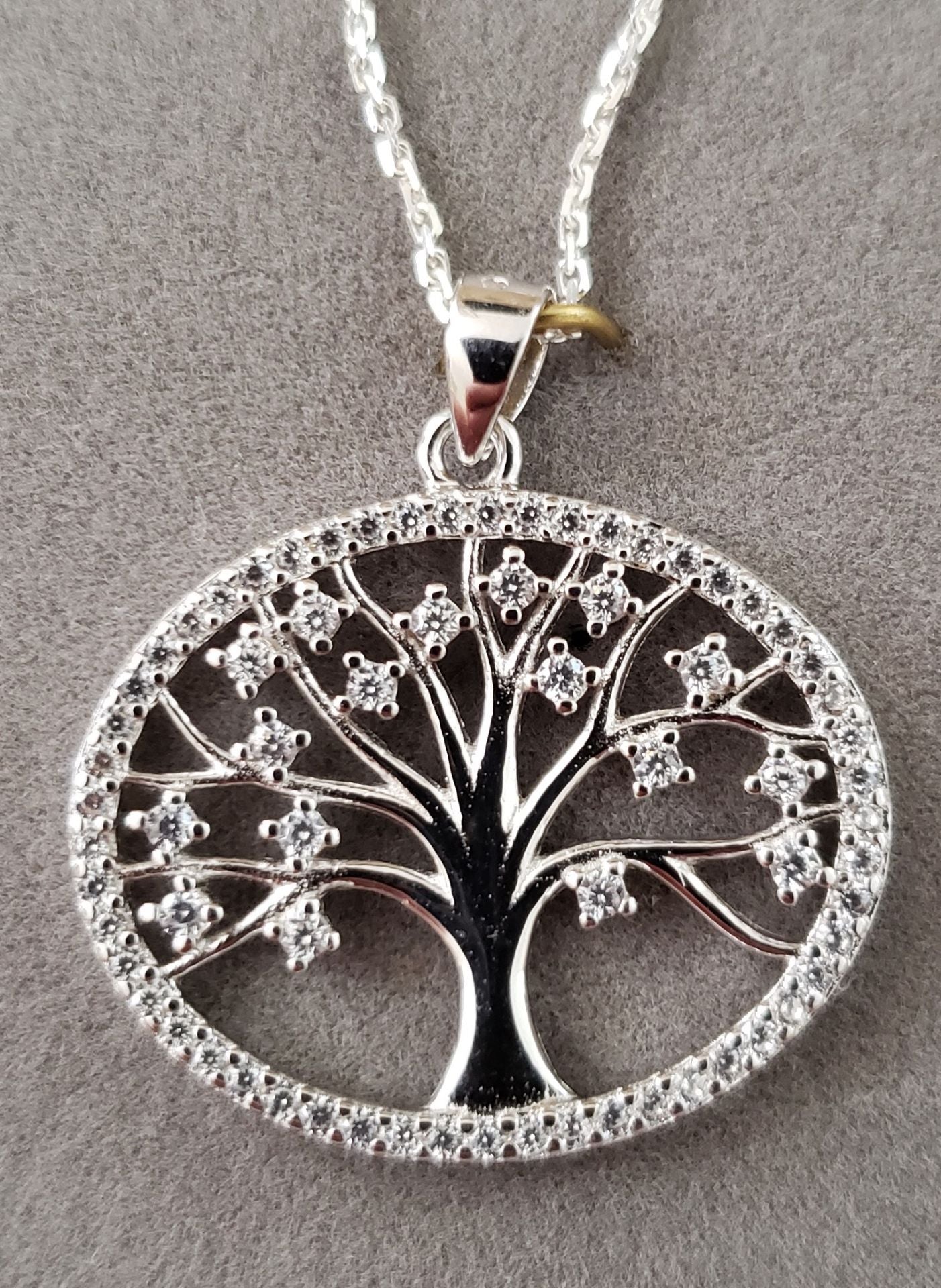 Oval Tree of Life with CZ leaves Pendant | Judaica Square Lakewood