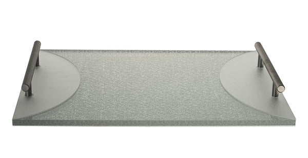 Challah Board Lucite Silver with handle | Judaica Square Lakewood