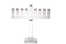 All-clear large crystal menorah with nine square cups on a bar and a single column stand