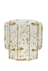 Six-sided clear Lucite wash cup filled with gold flakes and two flat handles
