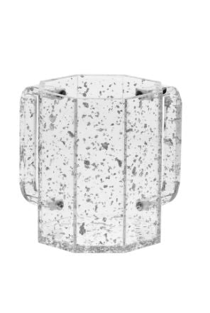 7073-S Wash Cup Lucite Silver Flakes Hexagon