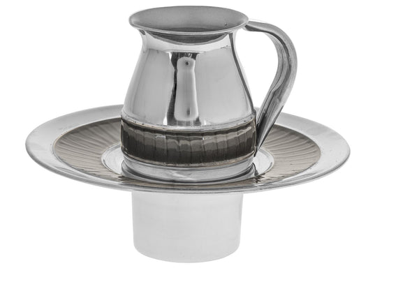 Large Mayim Achronim Stainless Steel with grey enamel | Judaica Square Lakewood