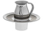 Polished steel Mayim Achronim set with grey ribbed enamel bands on the pitcher and basin rim