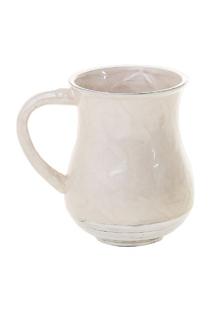 Wash Cup Off White Enamel — alternate view | Judaica Square Lakewood