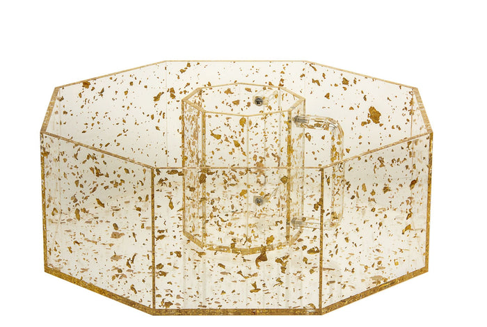 Wash Cup and Bowl Gold Flakes Lucite | Judaica Square Lakewood