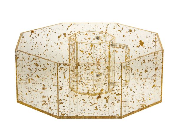 Wash Cup and Bowl Gold Flakes Lucite — alternate view | Judaica Square Lakewood