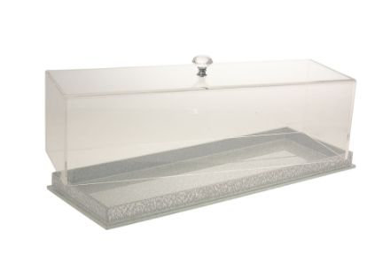 1635-S Cake Box Lucite Silver with Clear lid