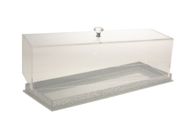 Cake Box Lucite Silver with Clear lid — alternate view | Judaica Square Lakewood