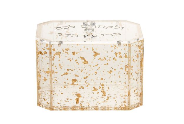 Ethro Box Lucite Gold Flakes — alternate view | Judaica Square Lakewood