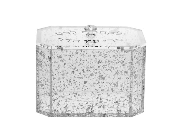 Ethro Box Lucite Silver Flakes — alternate view | Judaica Square Lakewood