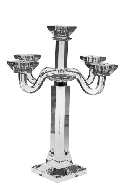 Candelabra Crystal 5 Branches — alternate view | Judaica Square Lakewood