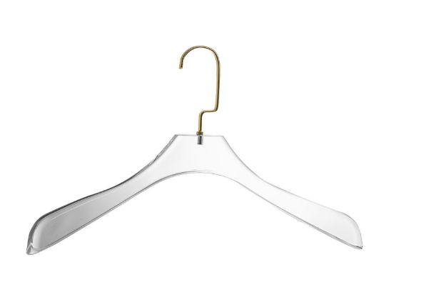 Clear Lucite hangers with Gold Hook. Set of 6 — alternate view | Judaica Square Lakewood
