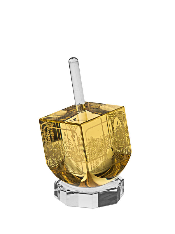 Scenes of Old Jerusalem Dreidel Amber | Judaica Square Lakewood