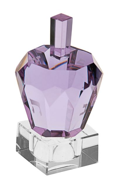 Diamond Solitaire Lavender Crystal Dreidel — alternate view | Judaica Square Lakewood