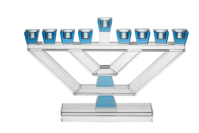 Crystal Menorah Large Blue | Judaica Square Lakewood
