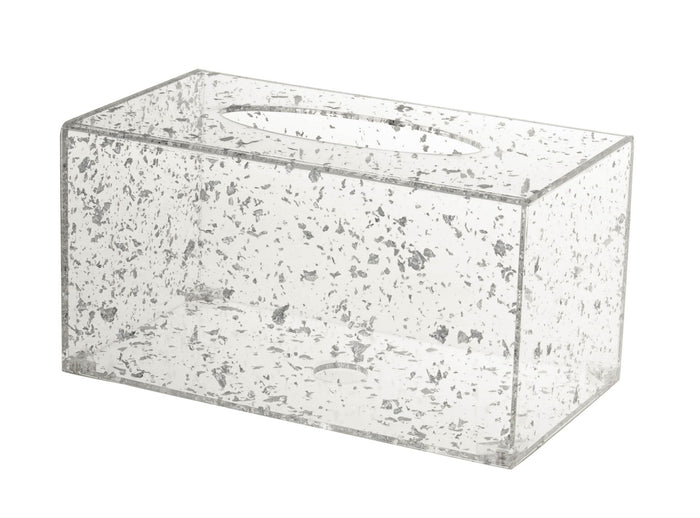 Tissue Box Lucite Silver Flakes | Judaica Square Lakewood