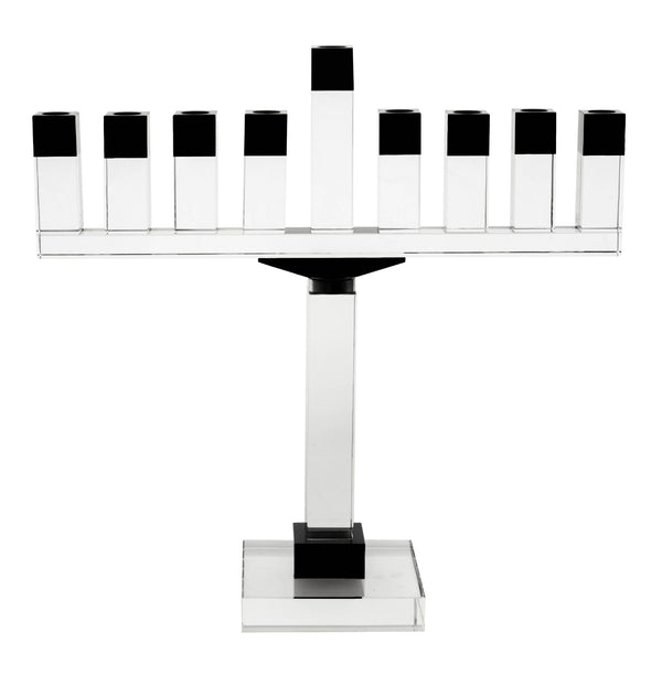 Menorah Crystal Large with Black accents | Judaica Square Lakewood
