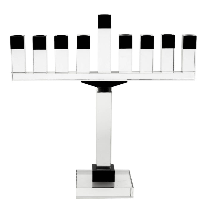 Menorah Crystal Large with Black accents | Judaica Square Lakewood