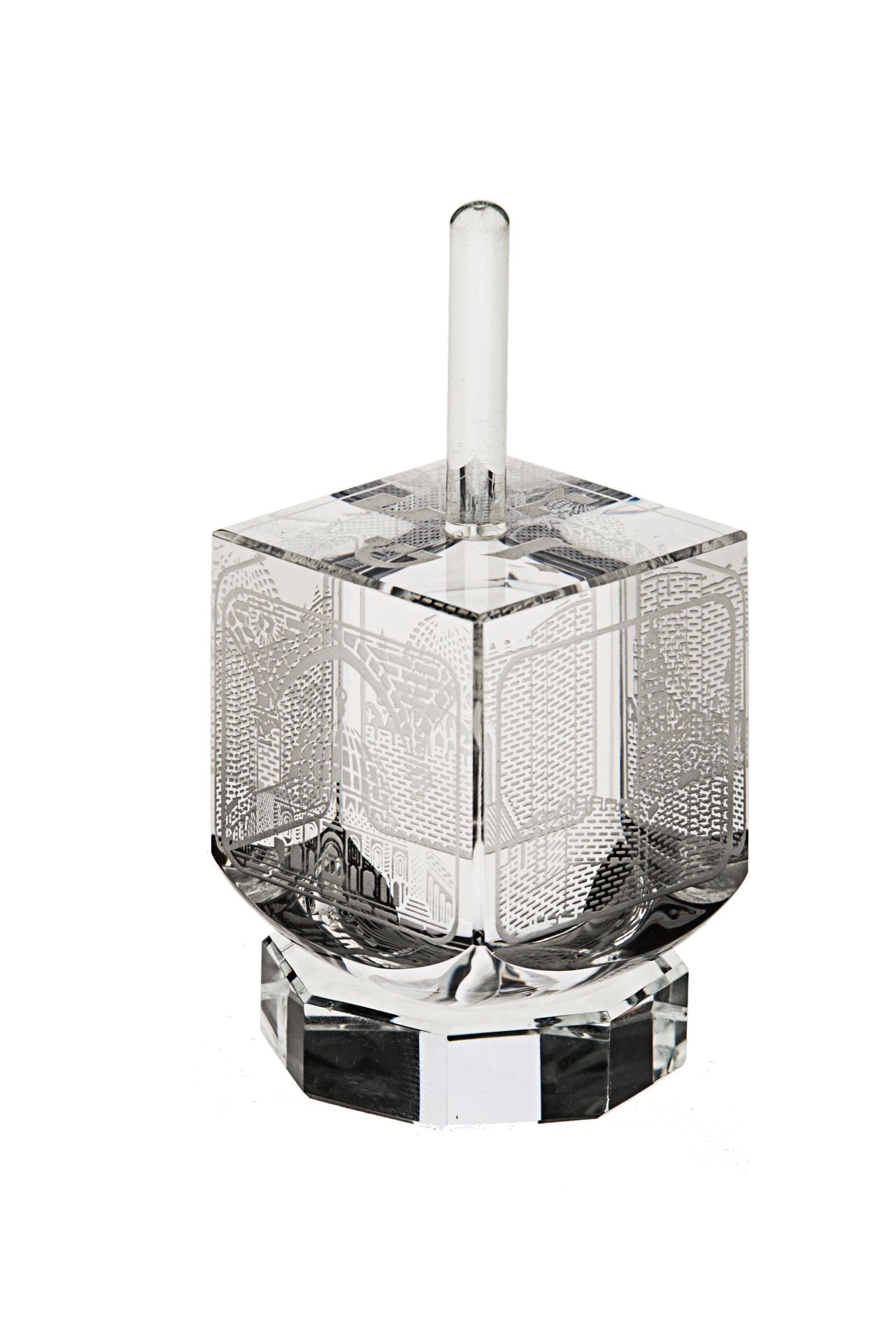 Scenes of Old Jerusalem Dreidel Clear | Judaica Square Lakewood
