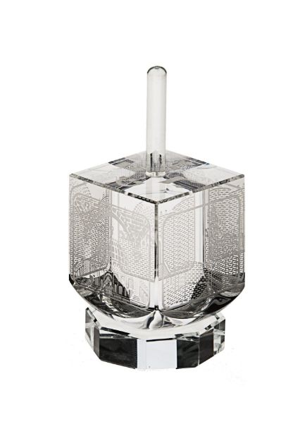 Scenes of Old Jerusalem Dreidel Clear — alternate view | Judaica Square Lakewood