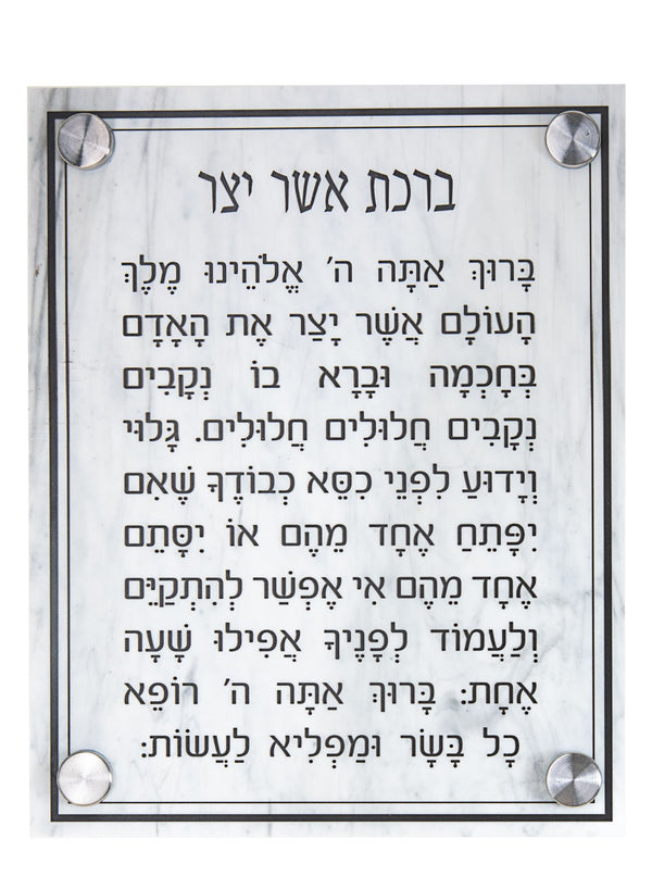 Asher Yotzar Prayer Lucite Marble Finish | Judaica Square Lakewood