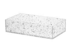 #1620-GS  Napkin Holder Lucite Silver Flakes Rectangular