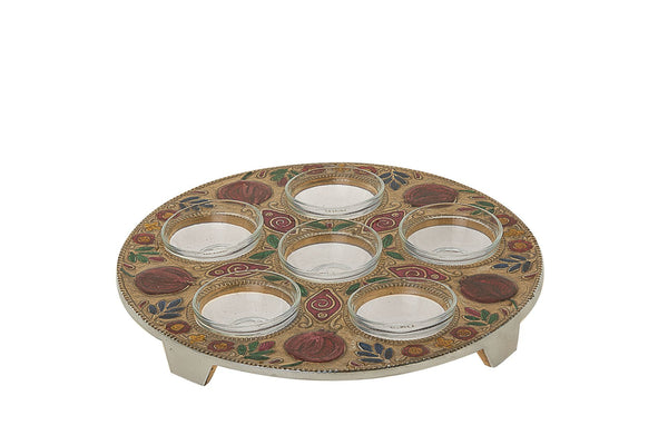 Seder Plate Pomegranates Metal | Judaica Square Lakewood